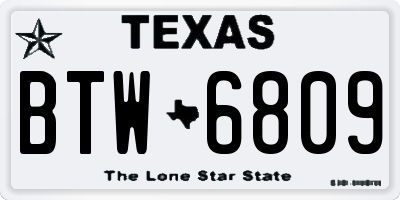 TX license plate BTW6809