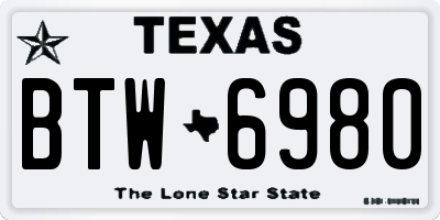 TX license plate BTW6980