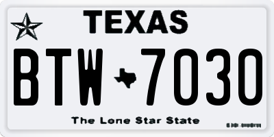 TX license plate BTW7030