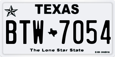 TX license plate BTW7054