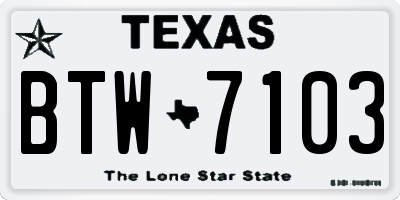 TX license plate BTW7103