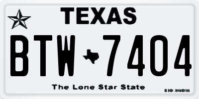 TX license plate BTW7404