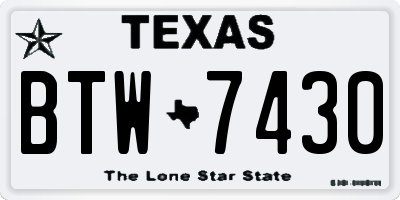 TX license plate BTW7430