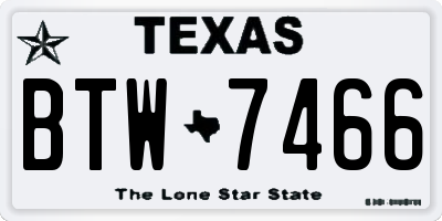 TX license plate BTW7466