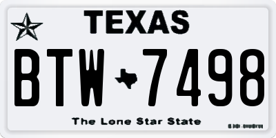 TX license plate BTW7498