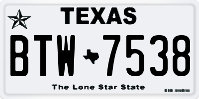 TX license plate BTW7538
