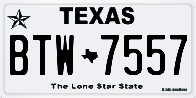 TX license plate BTW7557