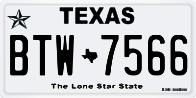 TX license plate BTW7566