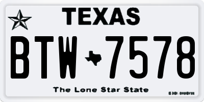 TX license plate BTW7578