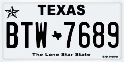 TX license plate BTW7689