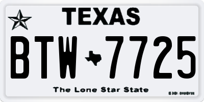 TX license plate BTW7725