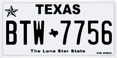 TX license plate BTW7756