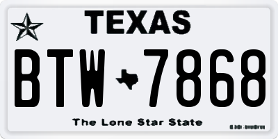TX license plate BTW7868