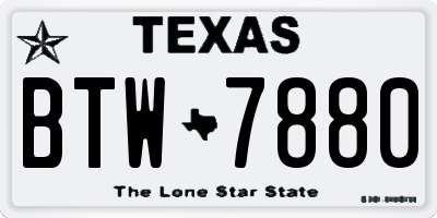 TX license plate BTW7880