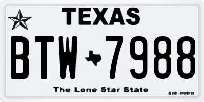 TX license plate BTW7988