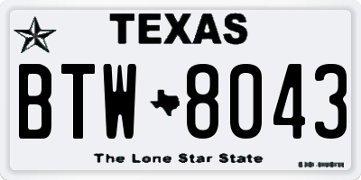 TX license plate BTW8043