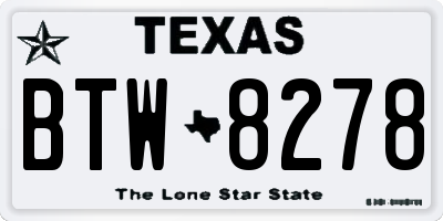 TX license plate BTW8278