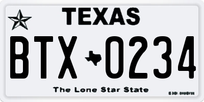 TX license plate BTX0234