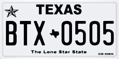 TX license plate BTX0505