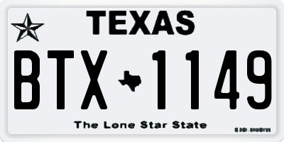 TX license plate BTX1149