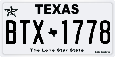TX license plate BTX1778
