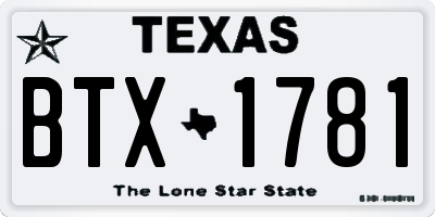 TX license plate BTX1781