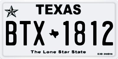 TX license plate BTX1812