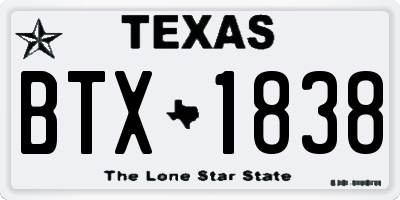 TX license plate BTX1838