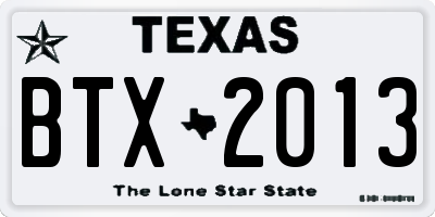 TX license plate BTX2013