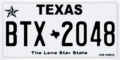 TX license plate BTX2048