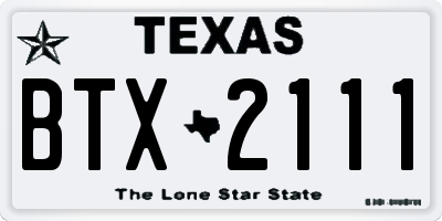 TX license plate BTX2111