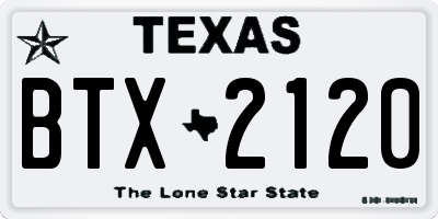 TX license plate BTX2120