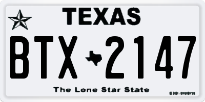 TX license plate BTX2147