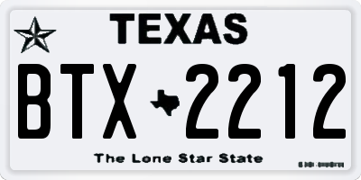 TX license plate BTX2212