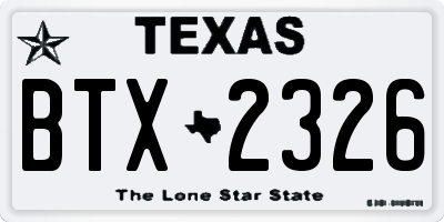 TX license plate BTX2326