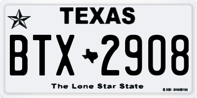 TX license plate BTX2908