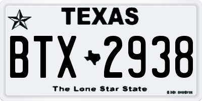 TX license plate BTX2938