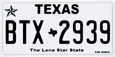 TX license plate BTX2939