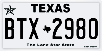 TX license plate BTX2980