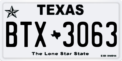 TX license plate BTX3063