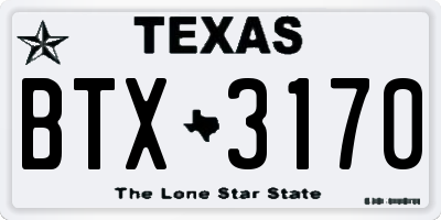 TX license plate BTX3170