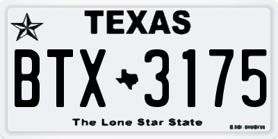 TX license plate BTX3175