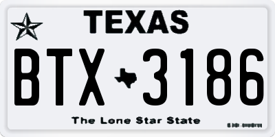 TX license plate BTX3186