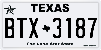TX license plate BTX3187