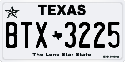 TX license plate BTX3225