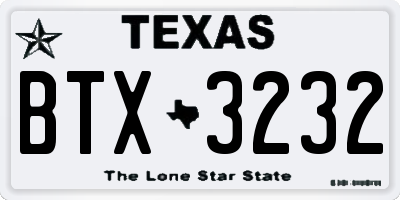 TX license plate BTX3232