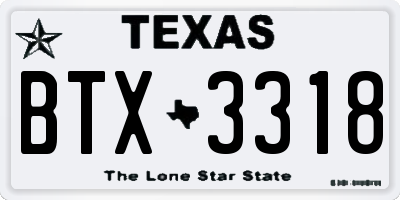 TX license plate BTX3318