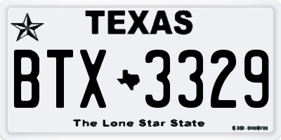 TX license plate BTX3329