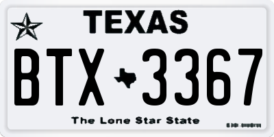 TX license plate BTX3367