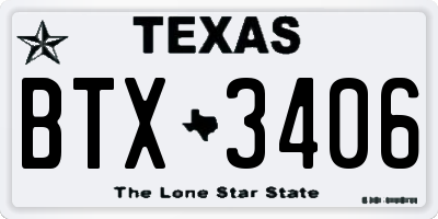 TX license plate BTX3406